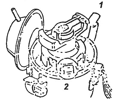 1. ротор (бегунок); 2. датчик Холла