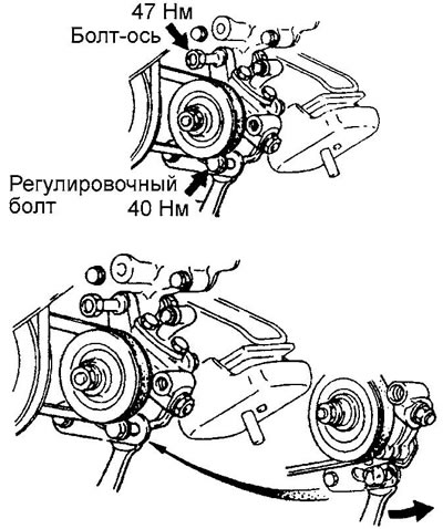 б) Установите гаечный ключ в упор…