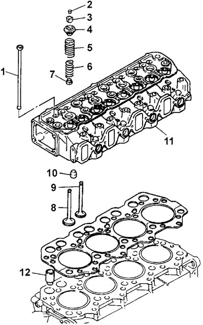 Головка блока цилиндров — разборка и сборка (Двигатели D4AF, D4AK, D4AE)