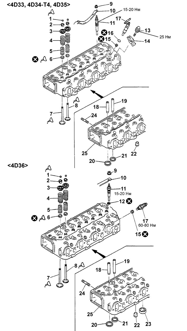 Головка блока цилиндров — разборка и сборка (Двигатели D4AF, D4AK, D4AE)