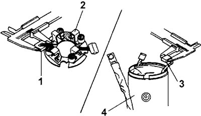 1 - щетка (-), 2 - щеткодержатель в…