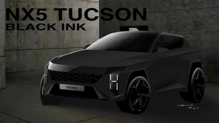 На скетчах новый Hyundai Tucson показан сразу в нескольких цветах кузова. Все…