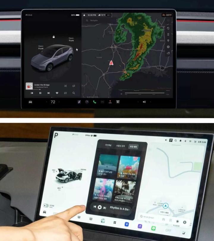 Сверху – мультимедийная система Tesla,…