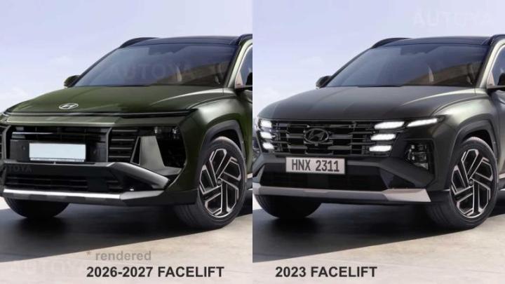 Слева неофициальный рендер нового поколения Hyundai Tucson, справа – актуальный…
