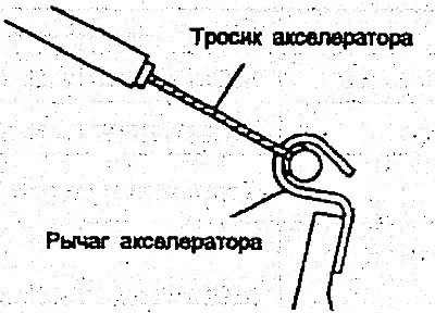 3. Отсоедините трос акселератора от рычага акселератора.