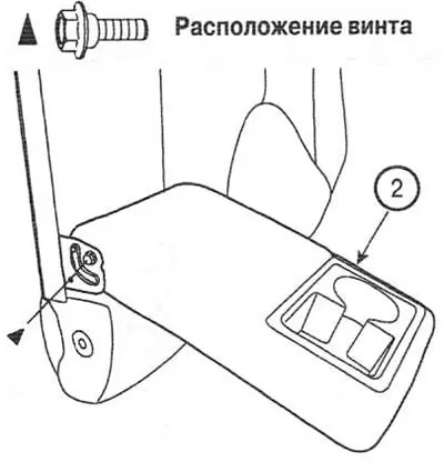 2. Развийте винта и свалете подлакътника (2).