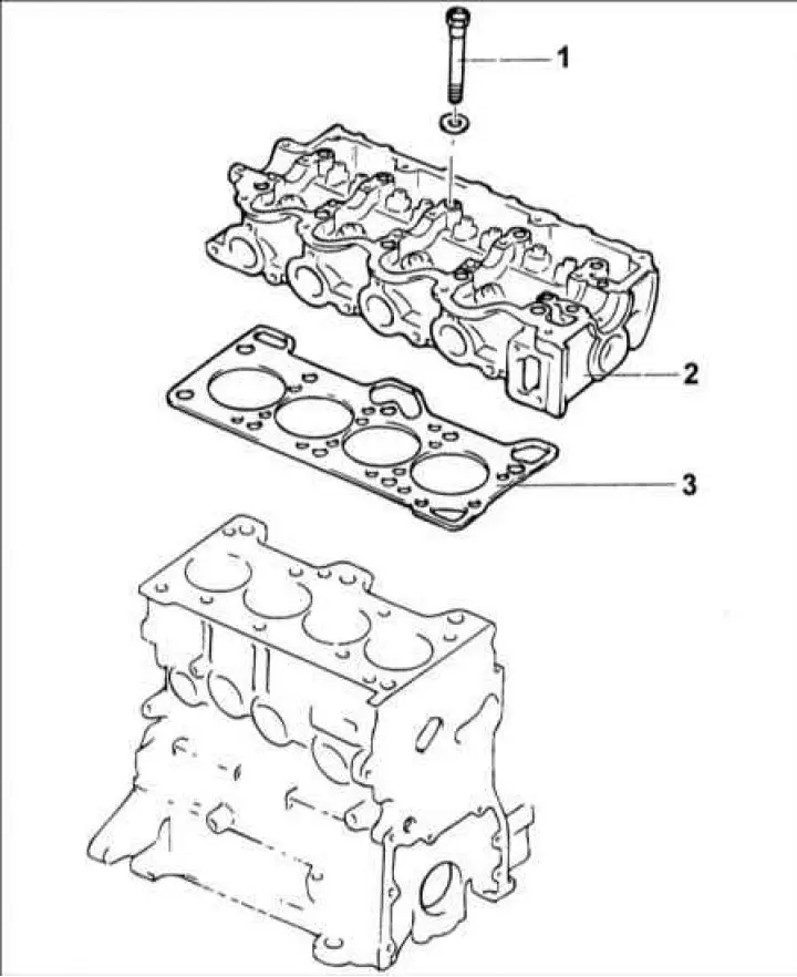 1 – болт, 23–27 Nm + затегнете до ъгъл 60–62° + затегнете до ъгъл 60–62°; 2 –…