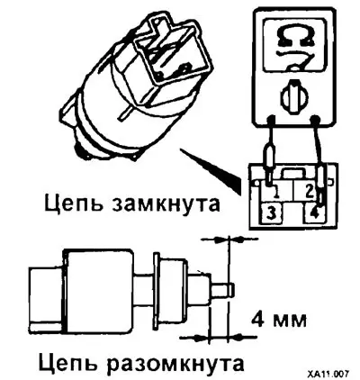Подсоедините омметр к выводам датчика выключения сцепления.