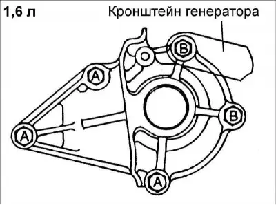 2. Поставете ново уплътнение на водната помпа, монтирайте помпата и я закрепете…