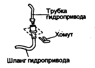 8. Снимите магистраль гидропривода.