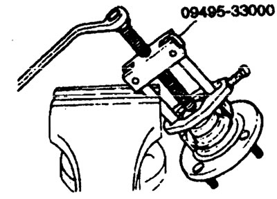 5. Снимите со ступицы внутреннее кольцо подшипника с помощью специнструмента.