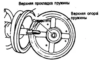 4. Монтирайте горния пружинен седло върху буталния прът на амортисьора, като…