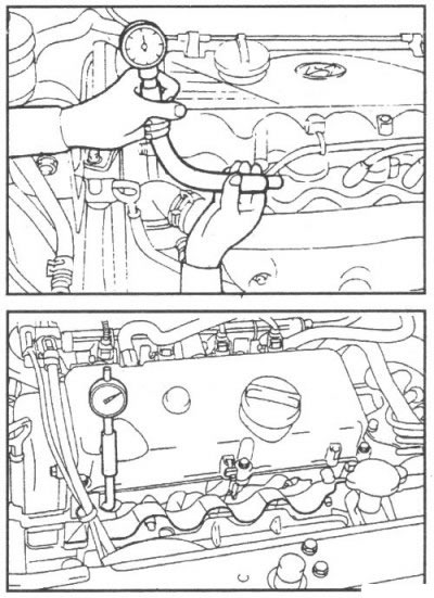 9. Вверните наконечник компрессометра в…