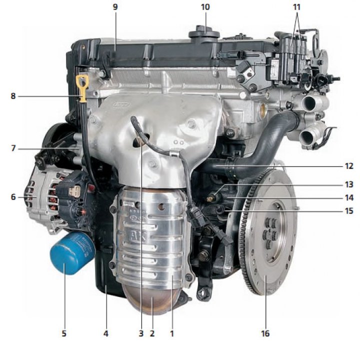 Вид на двигатель спереди: 1 - защитный…