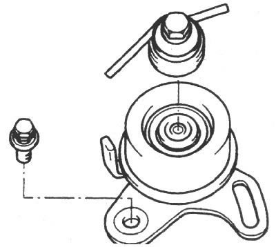 13. Снимите натяжной ролик зубчатого…