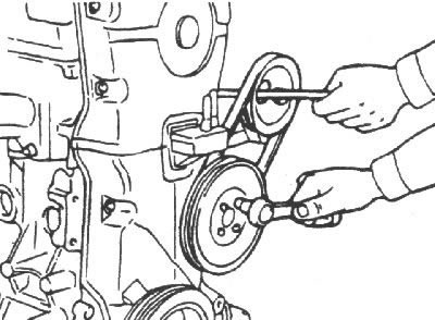 13. Установите шкив водяного насоса и…