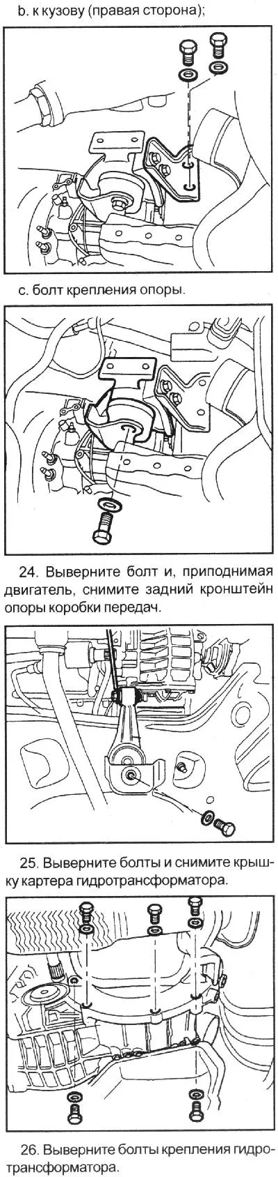 Местоположение на елементите на скоростната кутия: 1 - преобразувател на…