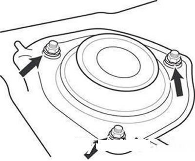 Гайки крепления верхней опоры стойки…