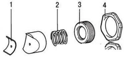 Упор рейки: 1 – вкладыш; 2 – пружина…