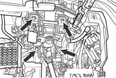 Болты крепления кронштейна вала…