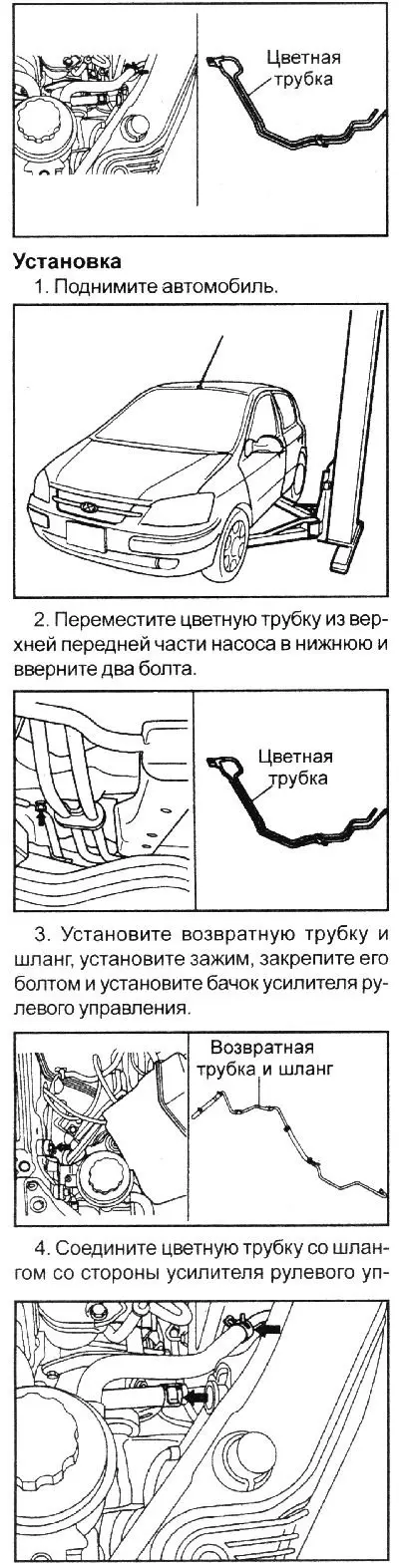 18. Deconectați tubul colorat de la furtunul lateral al rezervorului…