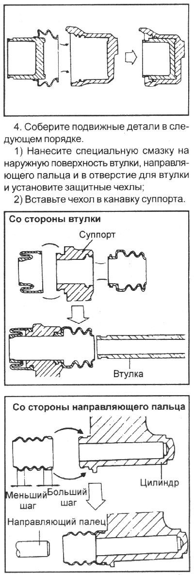 3) Вставьте чехол поршня во внутреннюю…