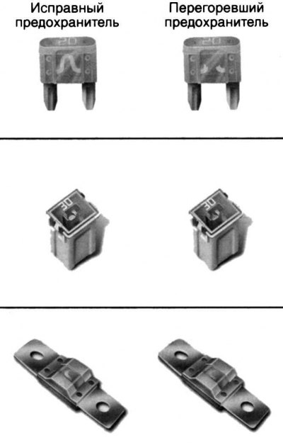 Рис. 1.228. Пример исправного и перегоревшего предохранителей