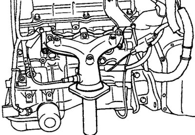 Рис. 2.175. Снятие выпускного коллектора в сборе