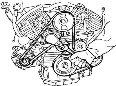 Fig. 2.204. Turning the tensioner lever