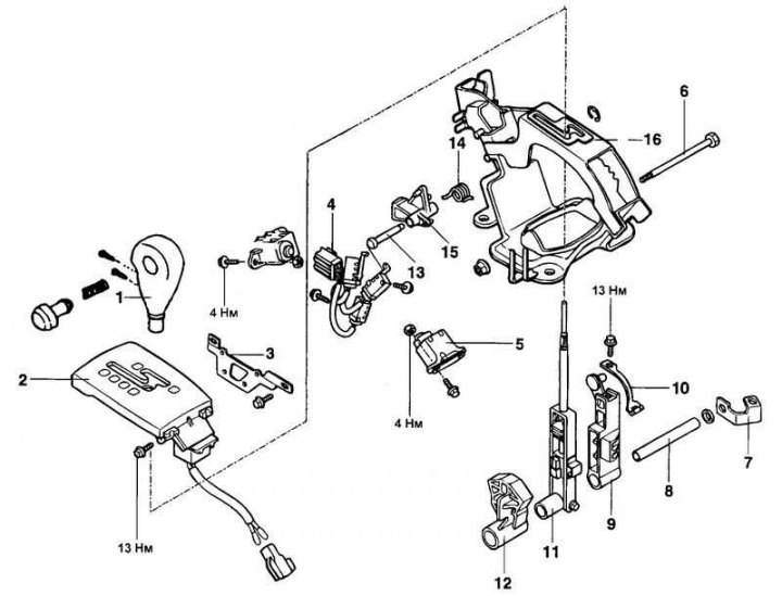 Как снять кпп хендай туксон Automatic transmission control mechanism (Hyundai Santa Fe 2 2007-2012, petrol: 