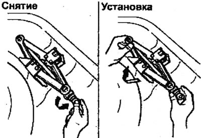 2. To remove the jack, turn the handle…