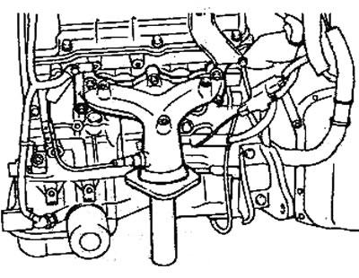 26. Снимите защитные кожухи выпускных коллекторов и выпускные коллекторы в сборе.