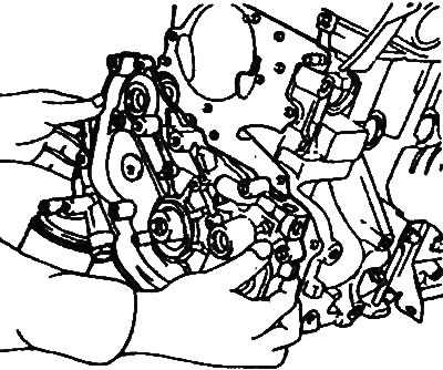 11. Loosen the oil pump housing…