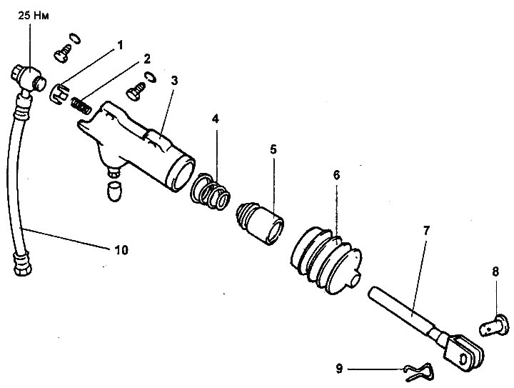 Clutch release drive slave cylinder.