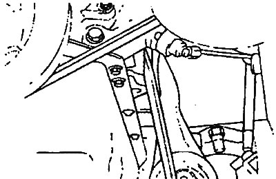 9. Loosen the bolts and, using a pry…