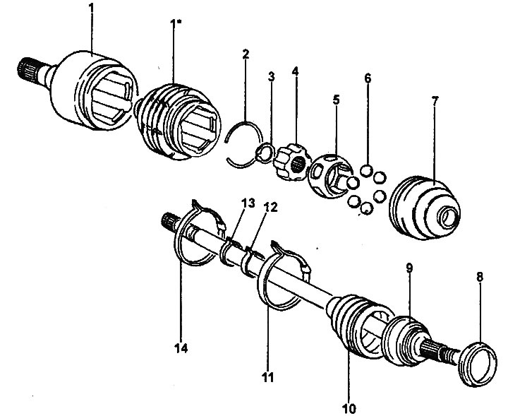 Disassembling the drive shaft (models…