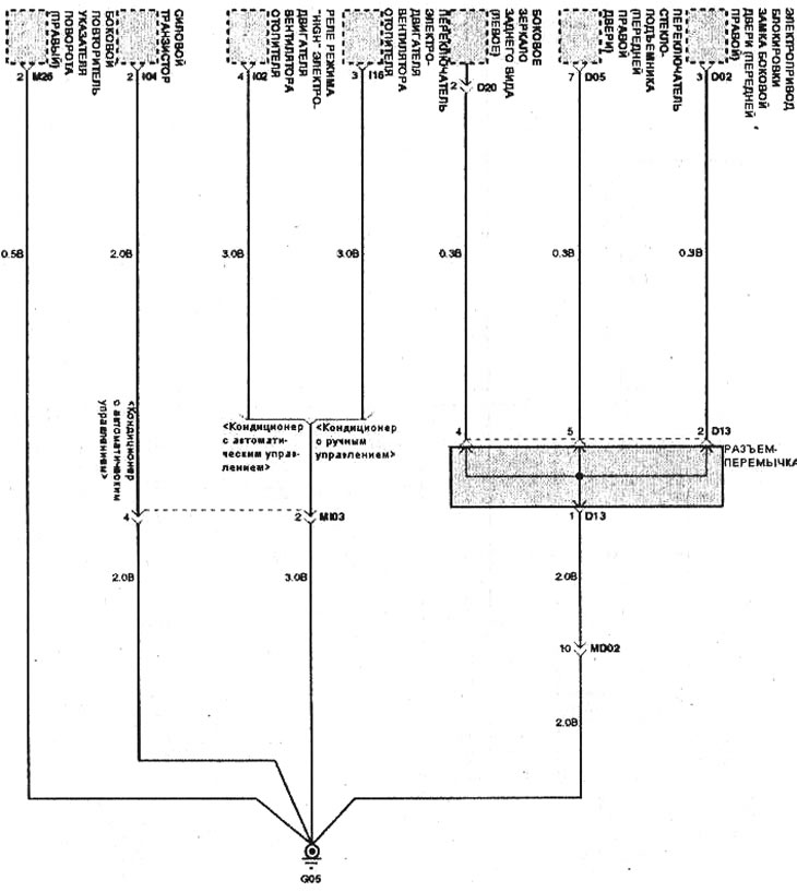 Цепи соединения с «массой» (Хендай Соната 4 2001-2012, бензин ...