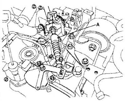18. Отстранете кабела за управление на скоростната кутия (A).
