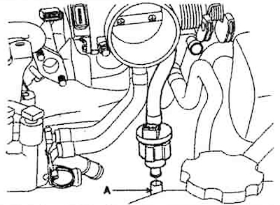 11. Disconnect the hose (A) from the…