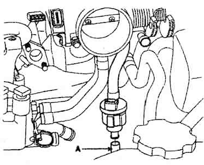 11. Disconnect the hose (A) from the…