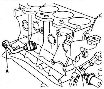 7. Remove the knock sensor (A).