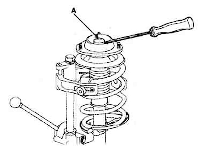 1. Снять пыльник (А) со стойки.