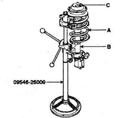 4. Отвернуть самоконтрящуюся гайку (С).