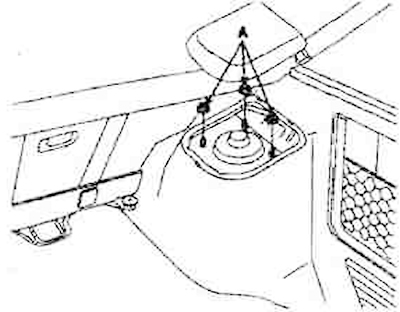 2. Завернуть верхние гайки крепления стойки (А). Момент затяжки гаек 30-41 Нм.