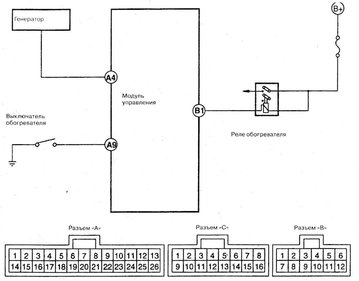 Таймер системы обогрева лобового стекла — принципиальная схема
