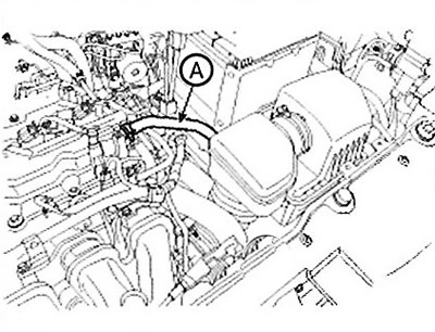 13. Install the breather hose (A).