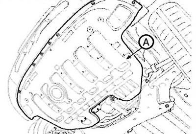 2. Remove the engine protection (A).