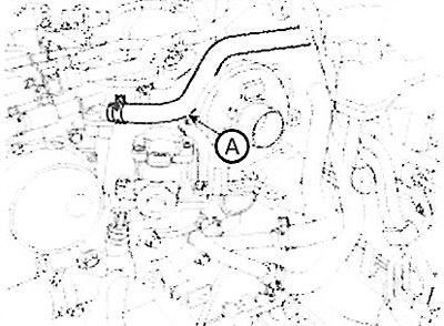 14. Disconnect the vacuum hose(A).