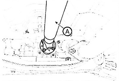 18. Remove the driveshaft (A).