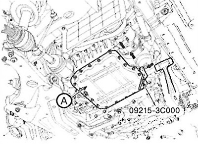 14. Remove the lower oil pan (A).
